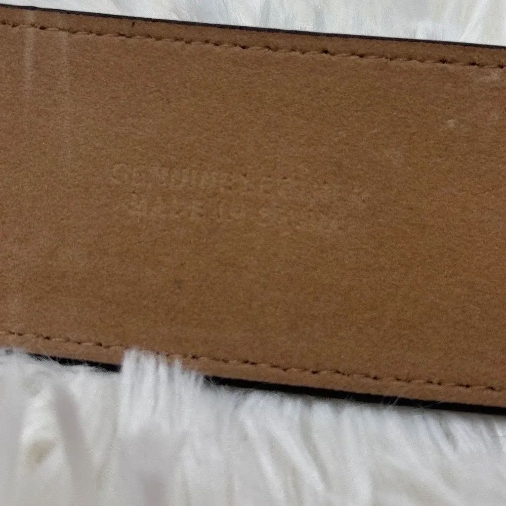 Ann Taylor Black‎ Leather Wide Waist Belt Gold Buckle Size Small